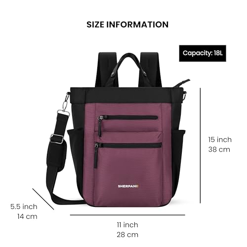 Sherpani Soleil, Anti Theft Convertible Backpack, 3 in 1 Tote, Crossbody Purse, 18L Travel Bag, Fits 13” Laptop (Smoky Orchid) - color: Smoky Orchid