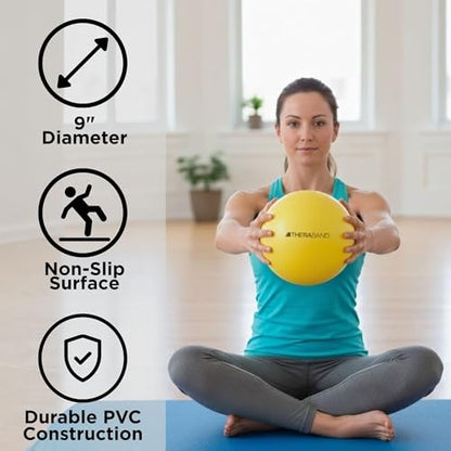 THERABAND Mini Ball, 9-Inch Pilates & Yoga Exercise Ball, Small Inflatable Core Ball for Stability, Balance, Rehab, Physical Therapy & At-Home Workouts, Soft Non-Slip Surface, New Version - style: New Version