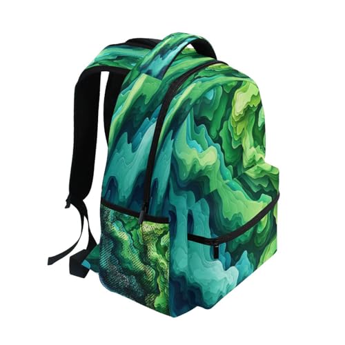 Backpacks for Teens Boys Girls Waterproof Stylish Travel Bags with Chest Strap for Travel Trip Spinach Landscape Style - color: Multicolor04