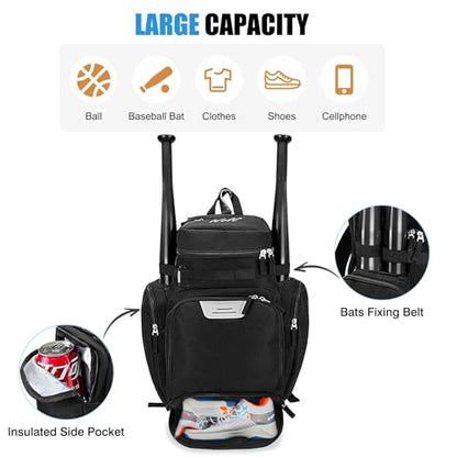 WOLT Basketball Backpack, Basketball Bag for Men with Shoes Compartment, Sports Backpack for Baseball, Soccer, Football - color: Black