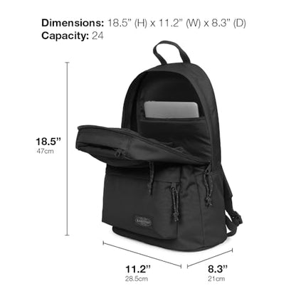 EASTPAK Padded Double – 24L Squared Backpack with Dual Front Pockets, 13” Laptop Sleeve, Bottle Holder & Padded Straps, Black Denim - color: Black Denim