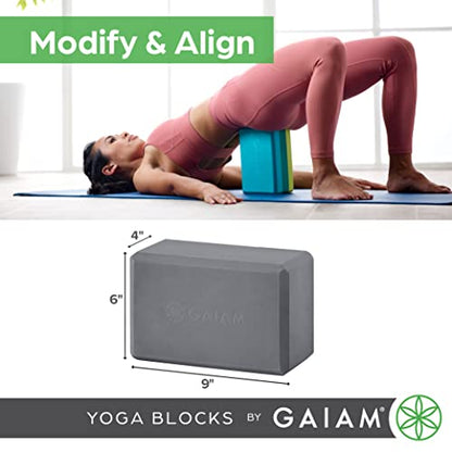 Gaiam Yoga Block - Supportive Latex-Free Eva Foam - Soft Non-Slip Surface with Beveled Edges for Yoga, Pilates, Meditation - color: Indigo Ink, style: 1 Block