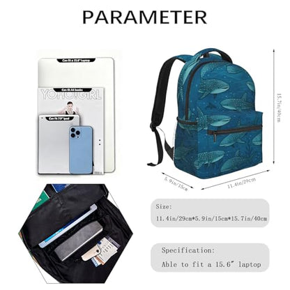 Whale Shark Casual Backpack, Lightweight Laptop Bag Daypack, Underwater Marine Life Backpacks for Women Teens Students, Ocean Cartoon Polyester Bookbag Gifts for School Work Travel Hiking - color: Whale Shark