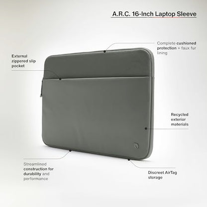 Incase A.R.C. Sleeve with ReSpun Recycled Polyester - 15 inch and 16 inch MacBook/Laptop & iPad/Tablet Case - Cushioned Faux Fur Lining, External Zippered Slip Pocket - Smoked Ivy - color: Smoked Ivy