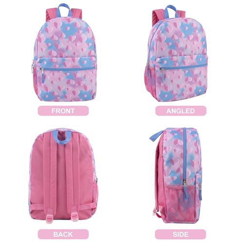 Trail maker 17 inch Backpack for Travel & Commute, Zippered Front & Mesh Side Pockets, Padded Straps - color: Loving Hearts