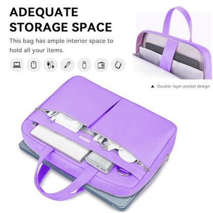 Ferkurn Laptop Bag Case Women Men Computer Bag Compatible with MacBook/HP/LG/Dell, Shoulder Strap Slim Carrying Messenger Briefcase, Purple, 15.6-16 Inch - color: Purple, size: 15-15.6 inch