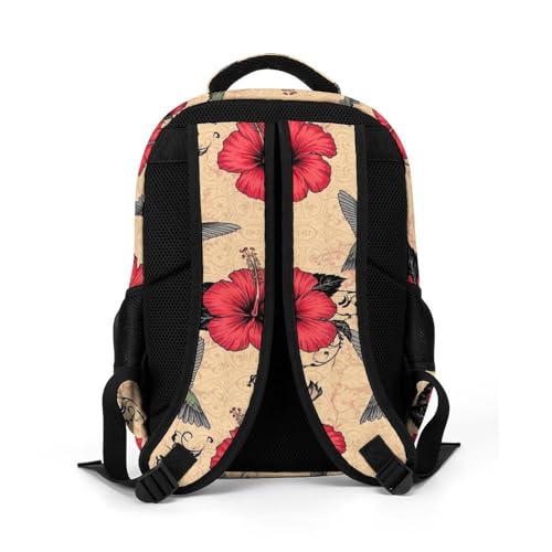 Travel Backpack Purse for Women, Classic Hummingbird Art Lily Flowers Birds Cute Laptop Backpack with Tumbler Holder for Nurse Teacher College Work Casual Daypack - color: Pattern (331)