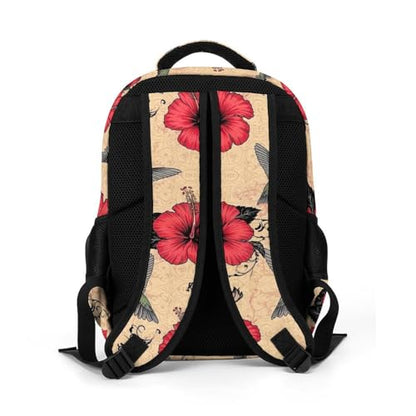 Travel Backpack Purse for Women, Classic Hummingbird Art Lily Flowers Birds Cute Laptop Backpack with Tumbler Holder for Nurse Teacher College Work Casual Daypack - color: Pattern (331)