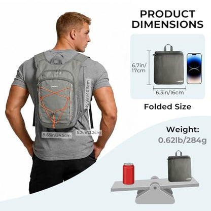 13L Small Hiking Backpack for Women Men, Lightweight Foldable Day pack, Packable Daypack for Travel, Camping (Light Grey) - color: Light Grey