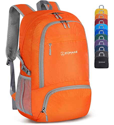 ZOMAKE Lightweight Packable Backpack 30L, Foldable Travel Hiking Daypack - color: Orange
