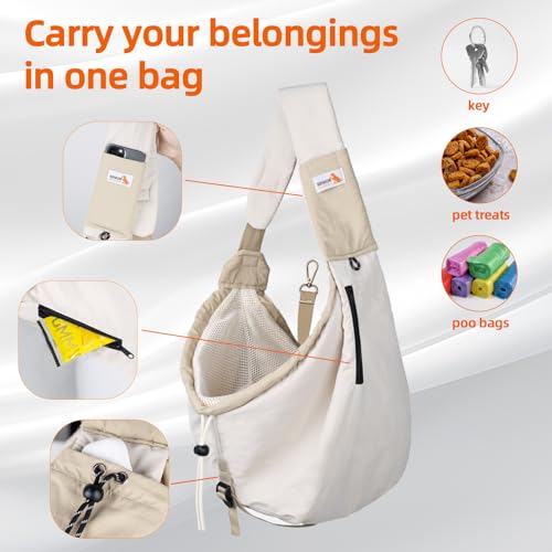 Dog Carrier Sling, Dog Carriers for Small Dogs Up to 20lbs, Beige - color: Beige