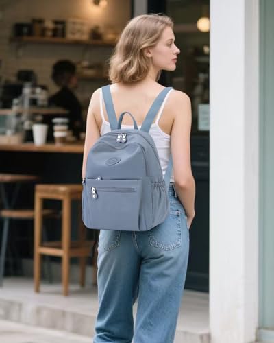 Tanweibago Mini Nylon Women Backpacks,11L Small Ladies backpacks Casual Lightweight Women Shopping Travel Daypack (Light Blue) - color: Light Blue