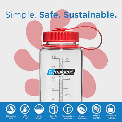Nalgene Sustain Tritan BPA-Free Water Bottle Made with Material Derived from 50% Plastic Waste (Using ISCC Certified Mass Balance), 16 OZ, Wide Mouth, Clear (Pack of 6) - color: Clear, size: 16 Ounces (Pack of 6)