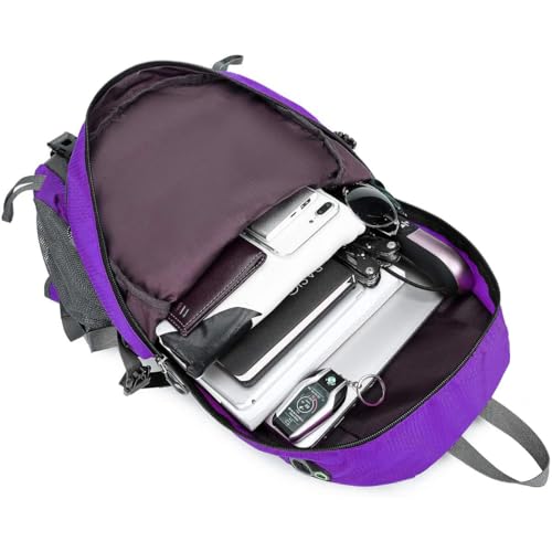 FENGDONG 40L Waterproof Lightweight Outdoor Daypack Hiking,Camping,Travel Backpack for Women Men Purple - color: A6-purple