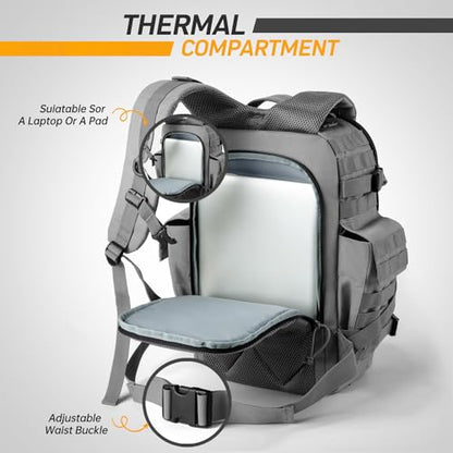 SHARKMOUTH Baby Diaper Bag for Dad - Military Diaper Backpack with Patches for Outdoor Hiking Travel Camping Park - Baby Shower Gifts Gray - color: Gray