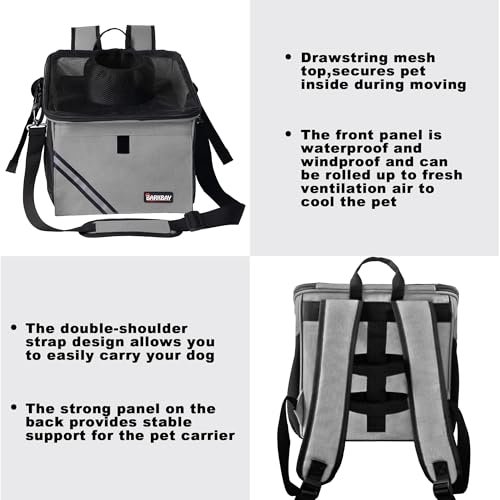 Pet Carrier Bicycle Basket Bag Pet Carrier/Booster Backpack for Dogs and Cats with Big Side Pockets,Comfy & Padded Shoulder Strap,Travel with Your Pet Safety（Titanium） - color: Titanium