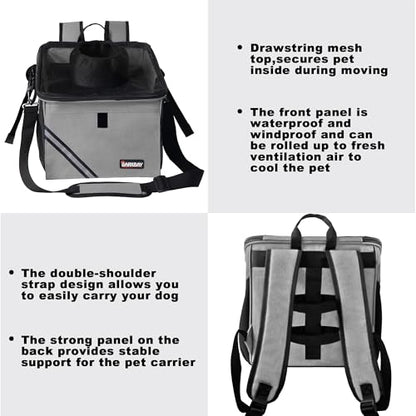 Pet Carrier Bicycle Basket Bag Pet Carrier/Booster Backpack for Dogs and Cats with Big Side Pockets,Comfy & Padded Shoulder Strap,Travel with Your Pet Safety（Titanium） - color: Titanium