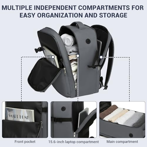 Kono 20L Casual Daypack, 40×20×25 cm, Airline Approved, 15.6" waterproof Laptop Backpack for Men & Women – Grey - color: Grey