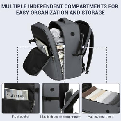 Kono 20L Casual Daypack, 40×20×25 cm, Airline Approved, 15.6" waterproof Laptop Backpack for Men & Women – Grey - color: Grey