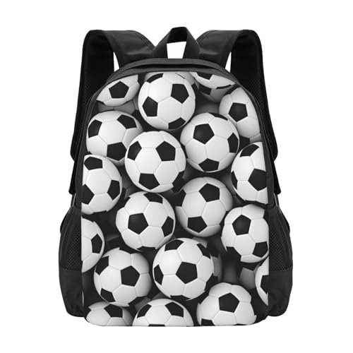 Black and White Football Soccer Backpack Laptop Travel Bag Adjustable Backpack Print Daypack for Men Women 16.5 In - color: Style 3