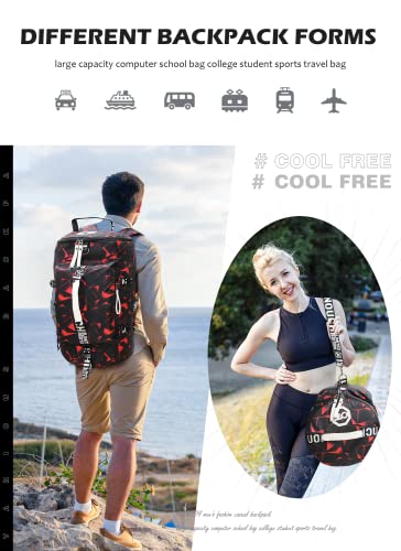 GGOV Gym Sport Bag Backpack Duffle Bag Weekender Bag Waterproof Travel Sling Bag Casual Daypack for Men and Women - color: Red