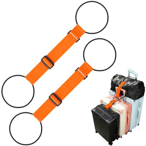 Luggage Connector Straps for Suitcases, Adjustable Travel Bungee for Carry on Bag, Backpack, Accessories, Multiple Use Strong Elastic Add A Bag Belt (Orange, 2 Pack) - color: Orange