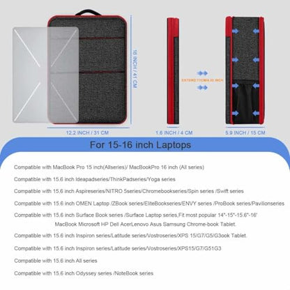 ZINMARK Slim Expandable Laptop Backpack with Small Case for 15-16 inch Notebooks,Water Resistant Computer Bag for College Business for Men Women，Black Red - color: Black Red