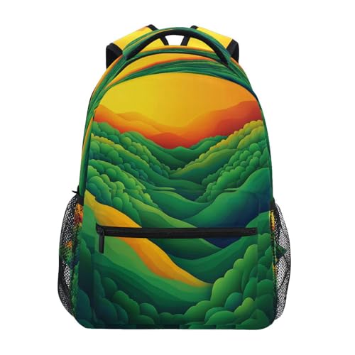 Cute Backpack for Unisex Adult Waterproof Laptop Bag with Chest Strap for Travel Trip Spinach Landscape Style - color: Multicolor08