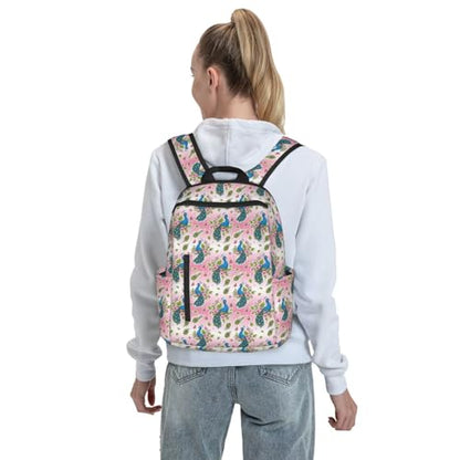Casual Travel Rucksack Beautiful Peacock Pink, Self-Standing, Mesh Side Pockets, for Cycling & Weekends - color: Picture (48)