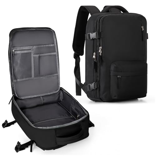 Large Carry on Travel Backpack Women Men,Hiking Gym Waterproof Outdoor Sports Rucksack Casual Daypack Laptop Backpack Personal item Travel Bag Airplane Essentials Spirit Airline Flight Approved,Black - color: A56-black, size: Large