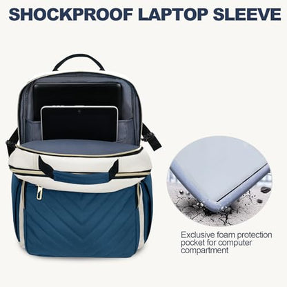 VANKEAN Laptop Backpack for Women (Beige-Haze blue, 18 Inch) - color: Beige-haze Blue, size: 18 Inch