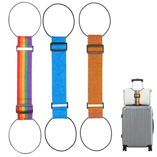 Luggage Straps for Suitcases, Adjustable Luggage Strap Bungee for Suitcase Handle, Luggage Connector Straps for Multiple Suitcases & Travel Bags (Multicolor-F) - color: Multicolor-F