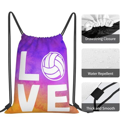 Love Volleyball Unisex Drawstring Backpack Bag Sport Gym Travel Swim Sackpack - color: Love Volleyball1