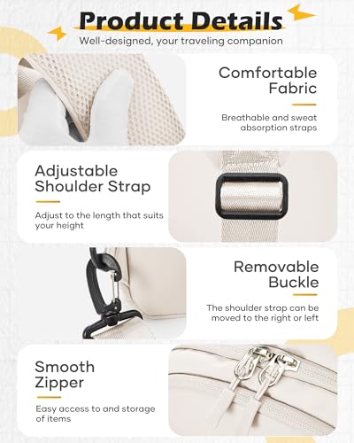 Crossbody Sling Backpacks Sling Bag for Men Women, Shoulder Backpack Chest Bags with USB Charger Port off white - color: Off-white