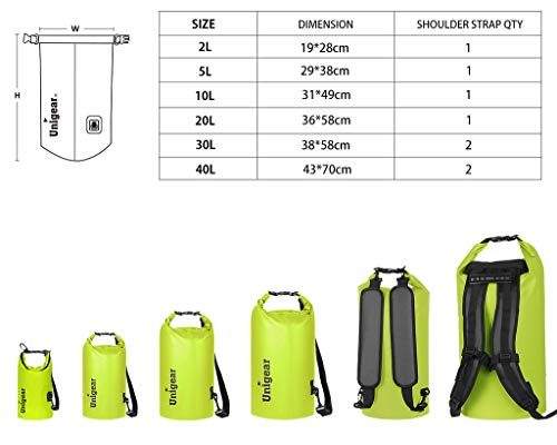 Unigear Dry Bag Waterproof, 2L/5L/10L/20L/30L/40L Floating and Lightweight Bags for Kayaking, Boating, Fishing, Swimming and Camping with Waterproof Phone Case - color: Yellow, size: 10L