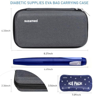 suzamed Insulin Cooler Travel Case,EVA Insulation Travel Medicine Kit with 2 Ice Packs for Diabetes Care,Insulin Pen and Other Diabetic Supplies (Dark gray) - color: Dark gray