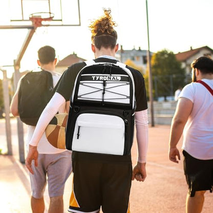 Basketball Bag Backpack with Ball Holder and Shoes Compartment - color: White