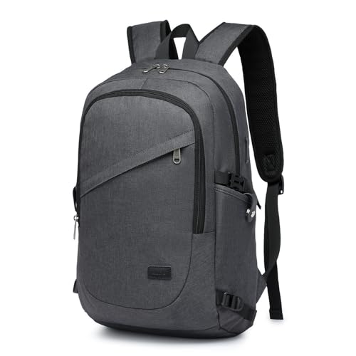Kono Travel Laptop Backpack with USB Charging Port, Business Anti Theft Slim Sturdy Personal Item Bag, Water Resistant College Computer Daypack for Men & Women Fits 15.6 Inch Notebook, Dark Grey - color: Dark Grey