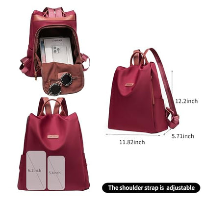 Women's Backpack Purse Nylon Anti-theft Casual Water Resistant Lightweight Small Shoulder Bags 2026 for Travle Cute Fashion Camping Bag for Work Daily Going Out Dackpack Ladies Burgundy - color: Burgundy