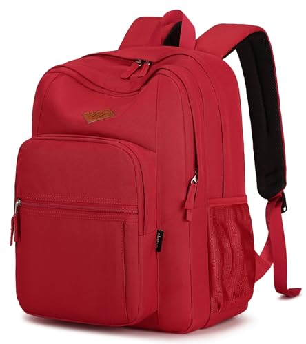 abshoo Girls Solid Color Backpack For College Women Water Resistant School Bag (Red) - color: Red, size: 16.5 Inc