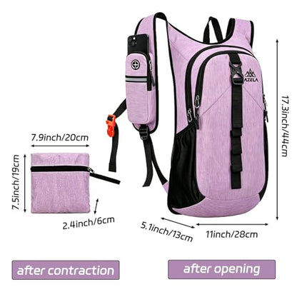 15L Small Hiking Backpack Foldable Ultralight Trekking Camping Outdoors Backpack for Women Men (Purple) - color: Purple