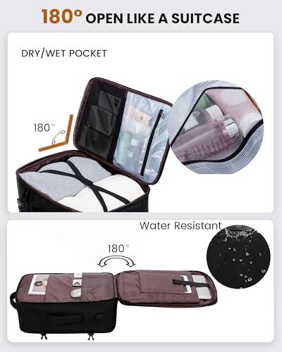 LOVEVOOK Travel Carry on Backpack, Large 40L Personal Item Travel Bag for Men & Women Flight Approved with 3 Packing Cubes, Suitcase Water Resistant Luggage Daypack Business Weekender Bag - color: Beige-khaki, size: 40L-4Pcs