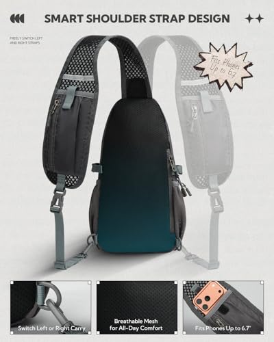 WATERFLY Packable Crossbody Sling Bag: Small Lightweight Travel RFID Blocking Sling Daypack with Water Bottle Holder - Shoulder Chest Bag Backpack for Women Men Hiking Traveling Theme Parks - color: Gray