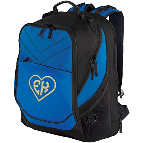 TEEAMORE Custom Travel Laptop Backpack Add Your Embroidered Monogram Computer Water Resistant Bag Shock Blue Black - color: Shock Blue Black, size: 17 inch - Add Your Monogram