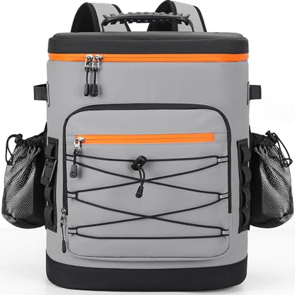 Large 52cans Cooler Backpack, Insulated, Waterproof, Leak Proof, 30L Large Capacity - color: Grey