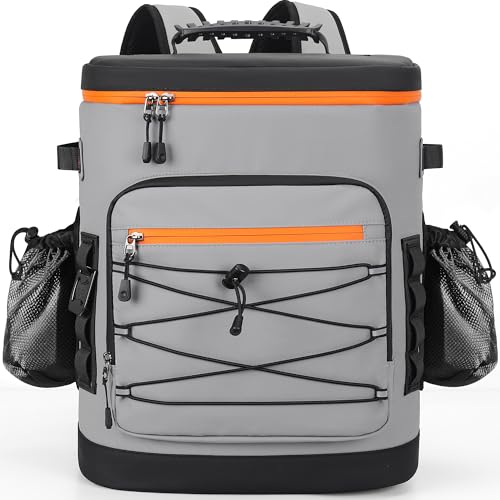Large 52cans Cooler Backpack, Insulated, Waterproof, Leak Proof, 30L Large Capacity - color: Grey