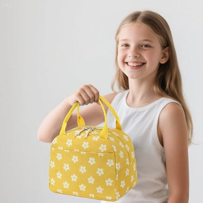 Bluboon School Backpack Set Girls Womens Laptop Bookbag Casual Daypack Fits 15 inch Laptop with Lunch Tote Bag and Pencil Bag - color: Flower 95 Yellow