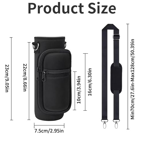Water Bottle Holder with Strap, Insulated Crossbody Sling Bag, Carrier with Phone Pocket for Walking Hiking Camping Fishing - color: Black 02, size: 32oz Long