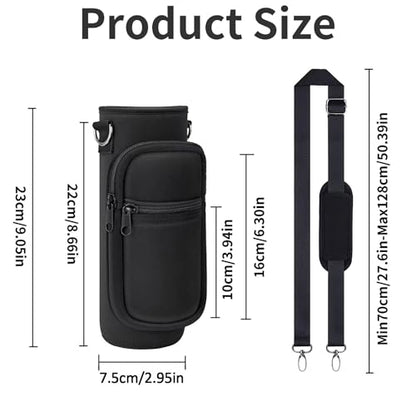 Water Bottle Holder with Strap, Insulated Crossbody Sling Bag, Carrier with Phone Pocket for Walking Hiking Camping Fishing - color: Black 02, size: 32oz Long