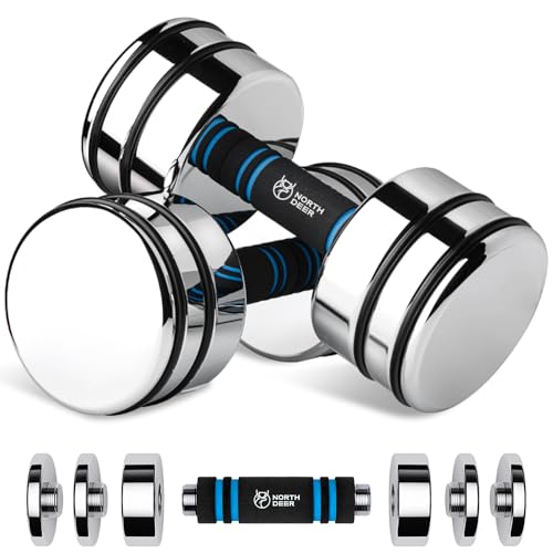 Northdeer Steel Dumbbells Ultracompact & Adjustable Chrome Dumbbell with Foam Handles 5lb 10lb 15lb 20lb 30lb 50lb Home Gym Workout (Choice of Size) - color: 30LB Pair (2×30LB Standard-Finish)